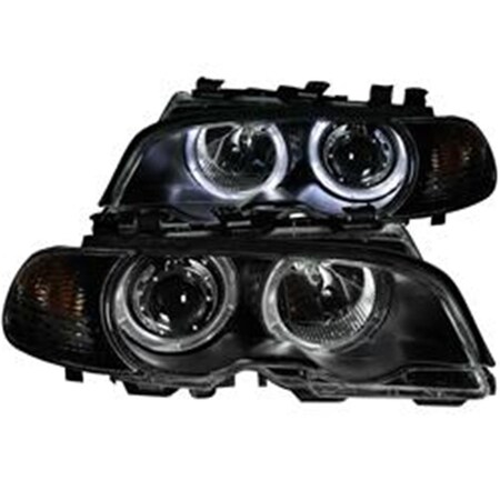 Kento Gear 01-04 BMW 3 Series E46 Projector with Halo Black Clear with Amber Headlights KE2472329